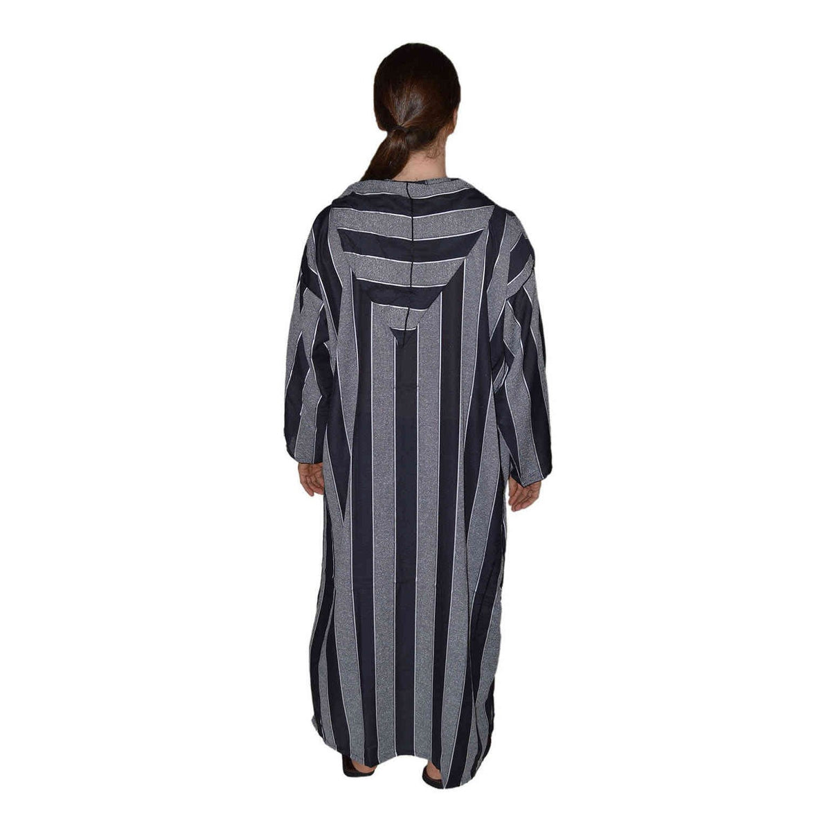 Moroccan Men Striped Djellaba - Black & White