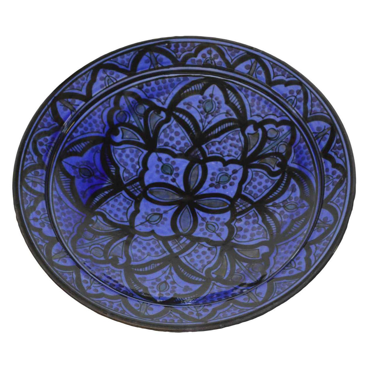 Safi Blue Ceramic Serving Plate Handmade Large 12"-0
