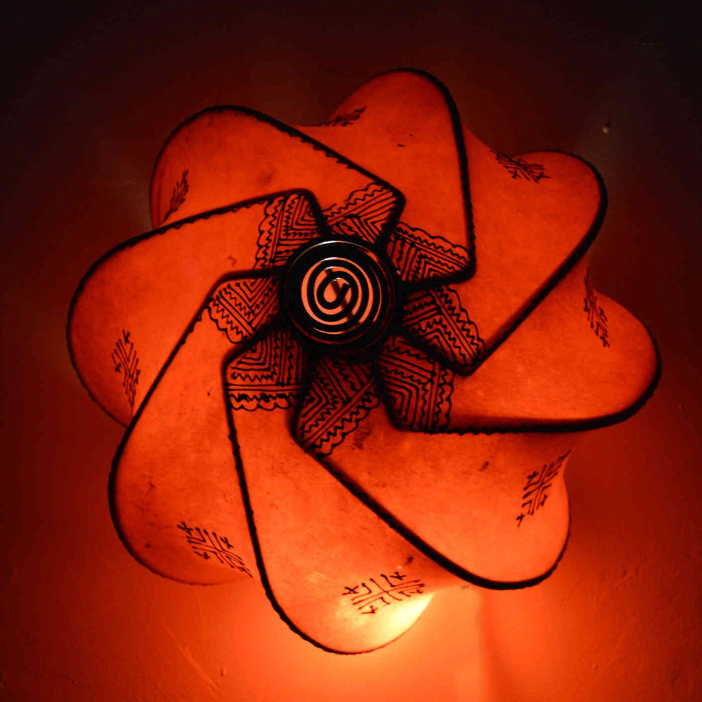 Ceiling Lamp Handmade Leather Henna - Orange