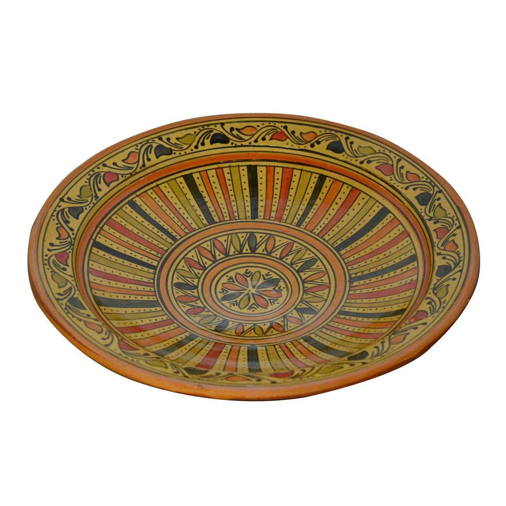 Stripes Yellow Serving Plate Handmade X-Large 14 inches-7065