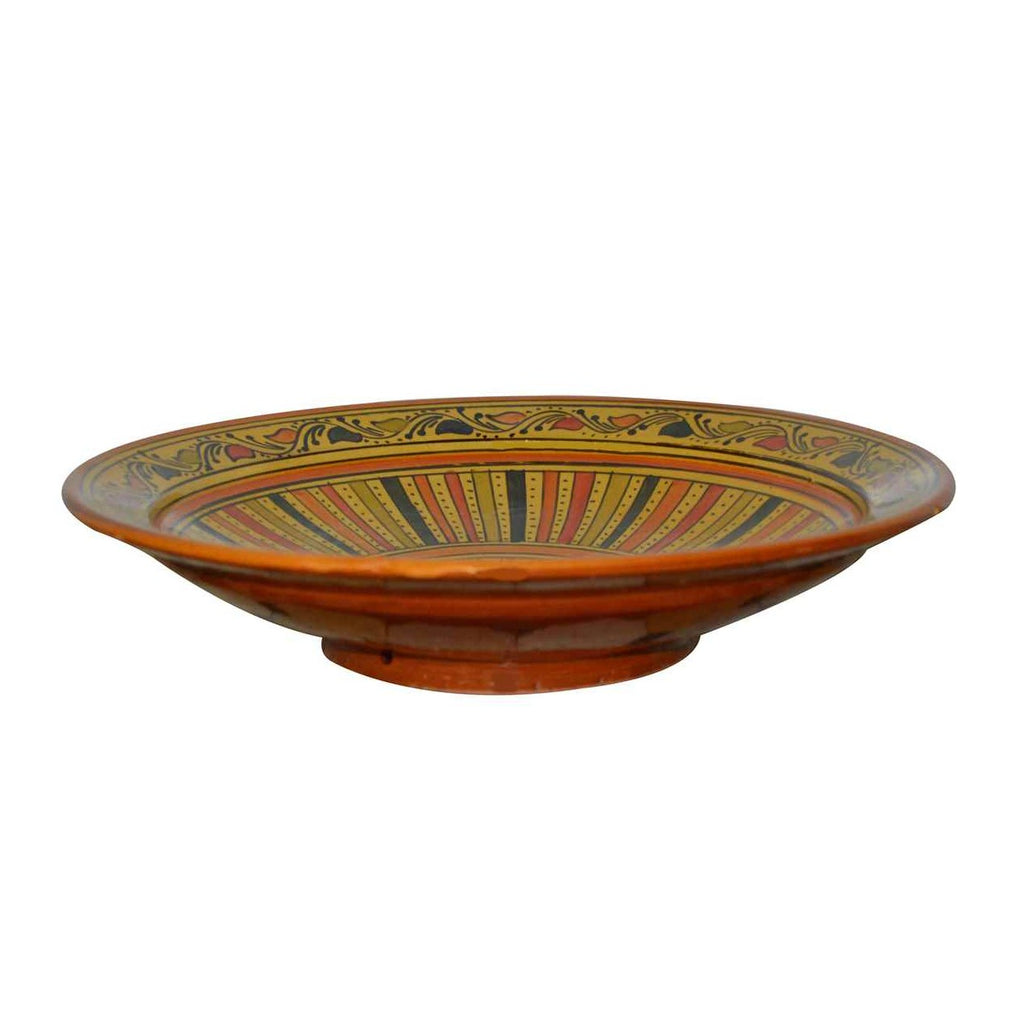 Stripes Yellow Serving Plate Handmade X-Large 14 inches-7066