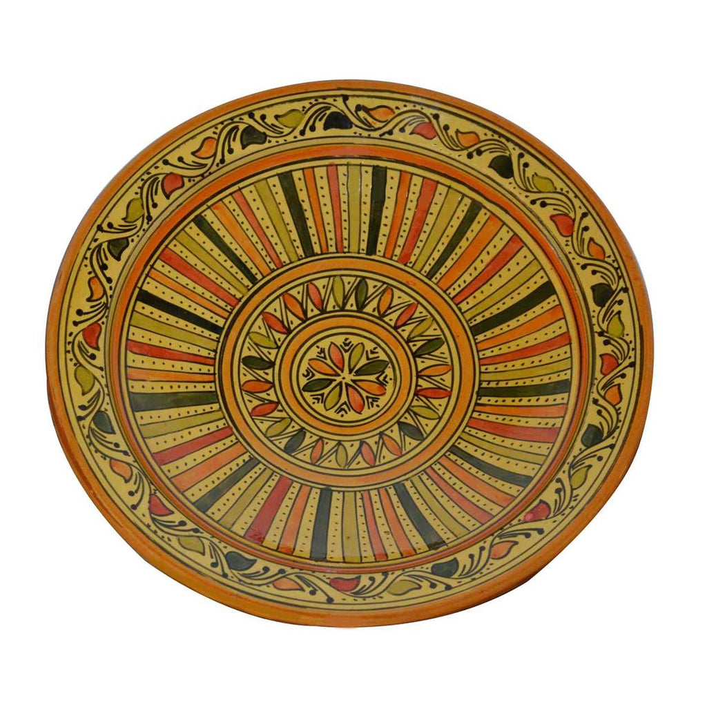 Stripes Yellow Serving Plate Handmade X-Large 14 inches-0