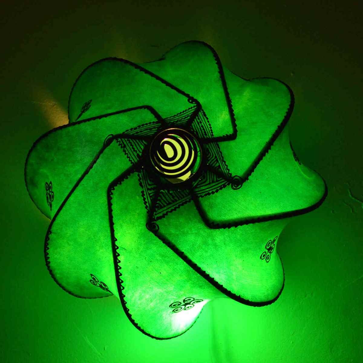 Ceiling Lamp Handmade Leather Henna - Green