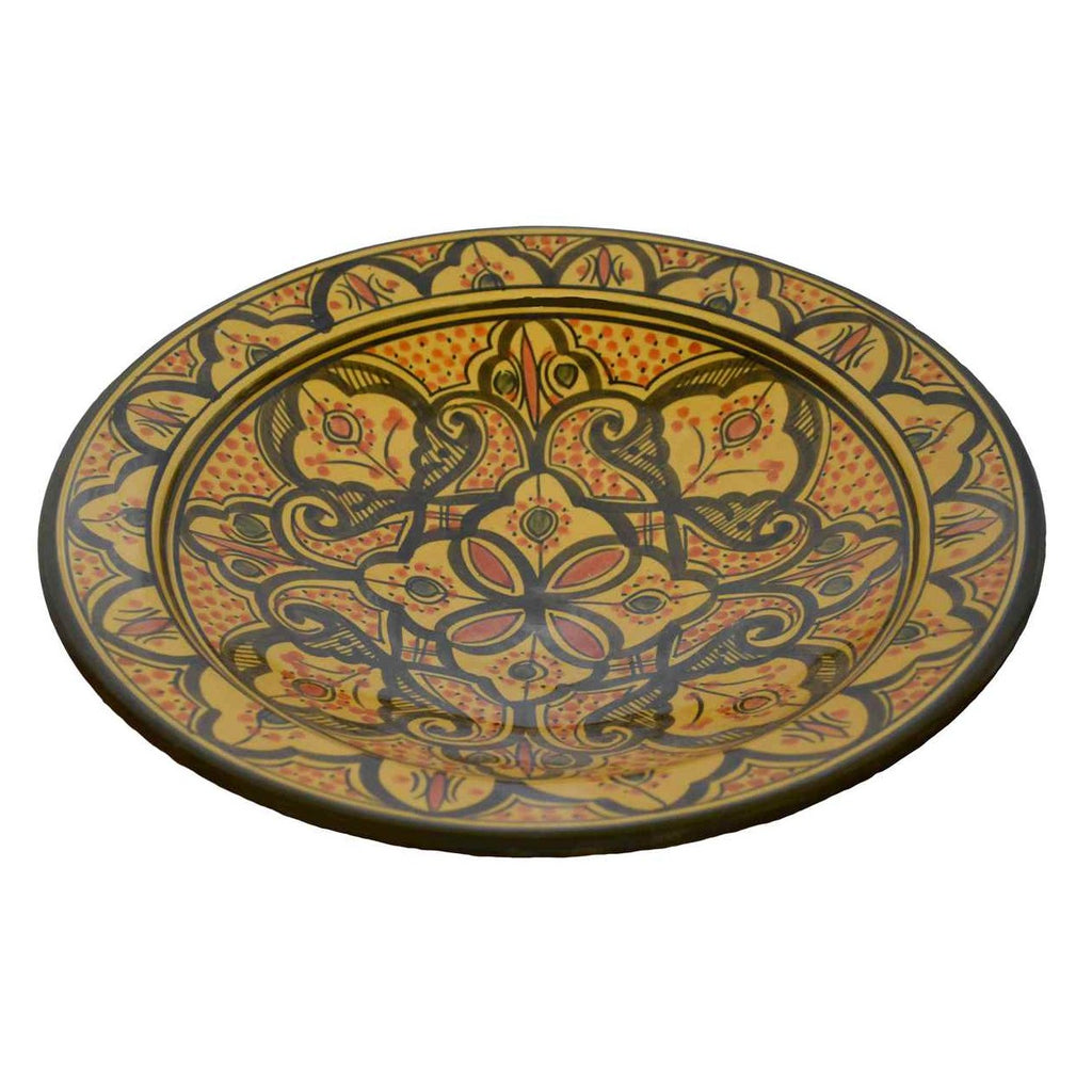 Safi Yellow Ceramic Serving Plate Handmade X-Large 14 inches-7087