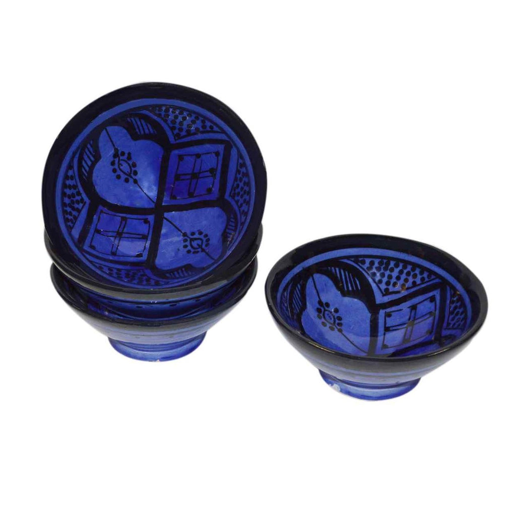 Handmade Dipping Sauce Bowl Set of 4 Small Serving - Blue