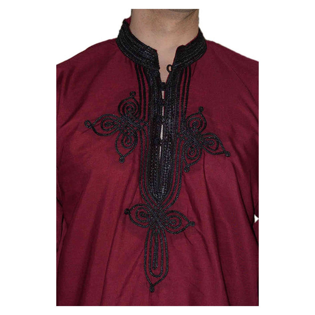 Moroccan Casawi Man Shirt - Burgundy