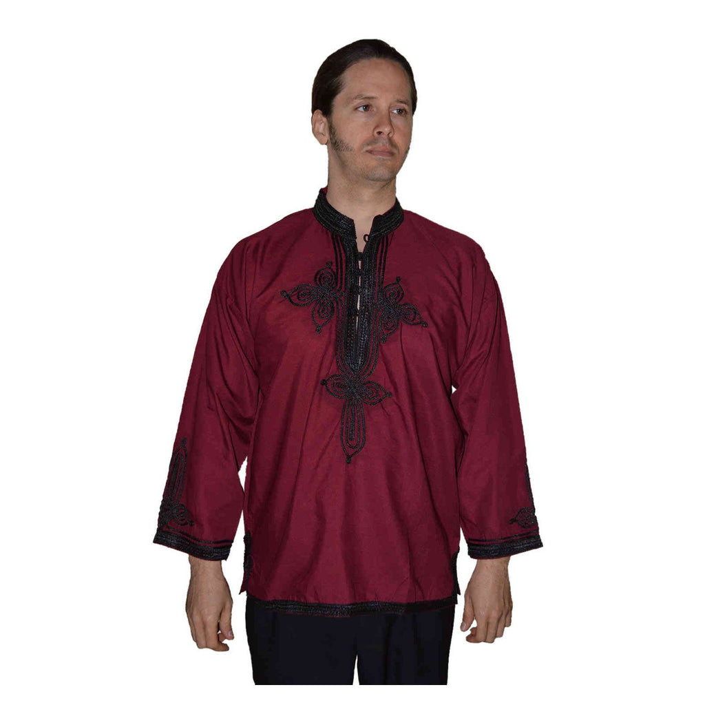 Moroccan Casawi Man Shirt - Burgundy