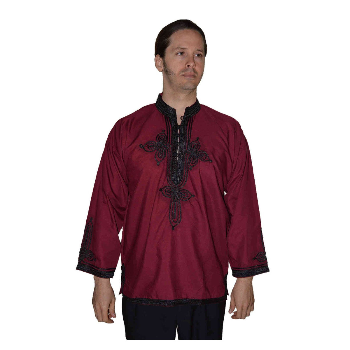 Moroccan Casawi Man Shirt - Burgundy