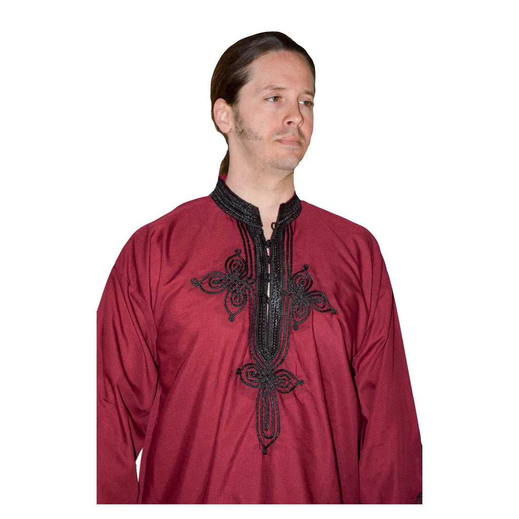 Moroccan Casawi Man Shirt - Burgundy