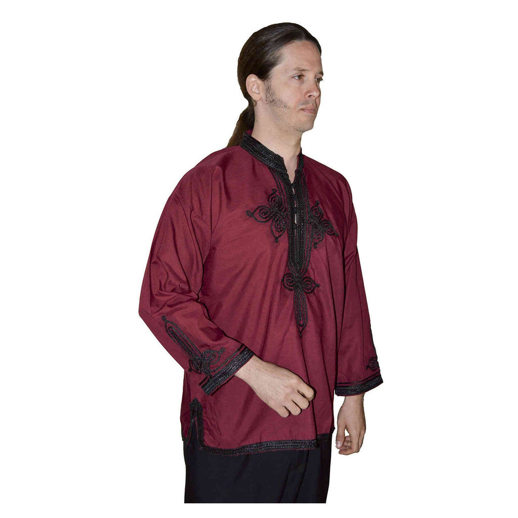 Moroccan Casawi Man Shirt - Burgundy