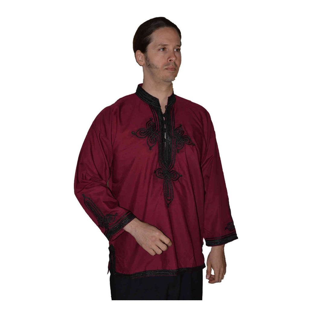 Moroccan Casawi Man Shirt - Burgundy