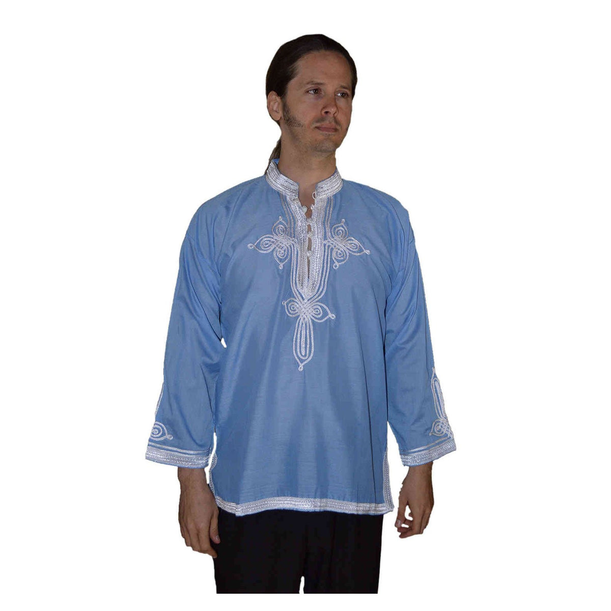 Moroccan Casawi Man Shirt - Light Blue