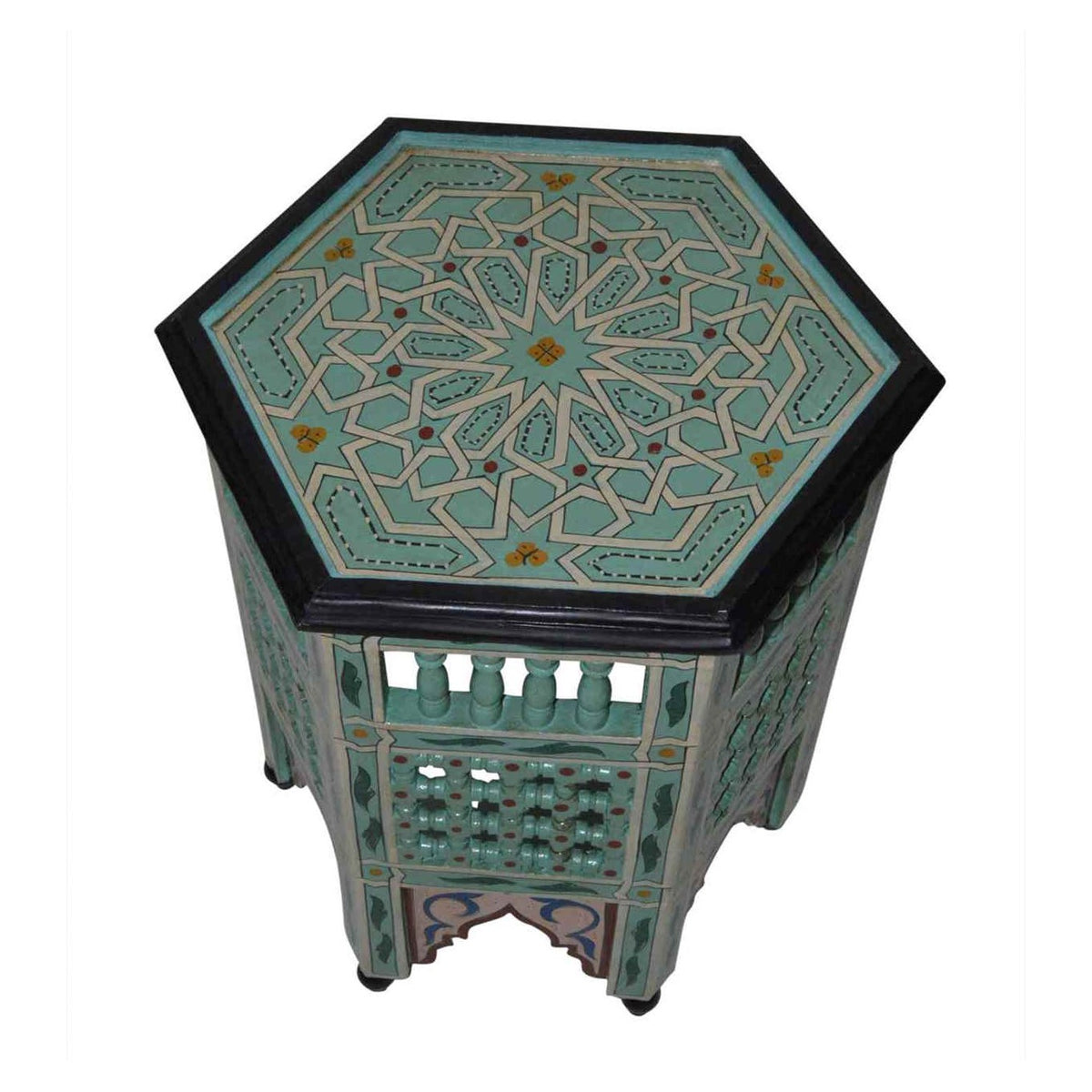 Moucharabi Wood Table Handmade - Light Blue