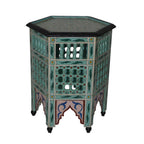 Moucharabi Wood Table Handmade - Light Blue