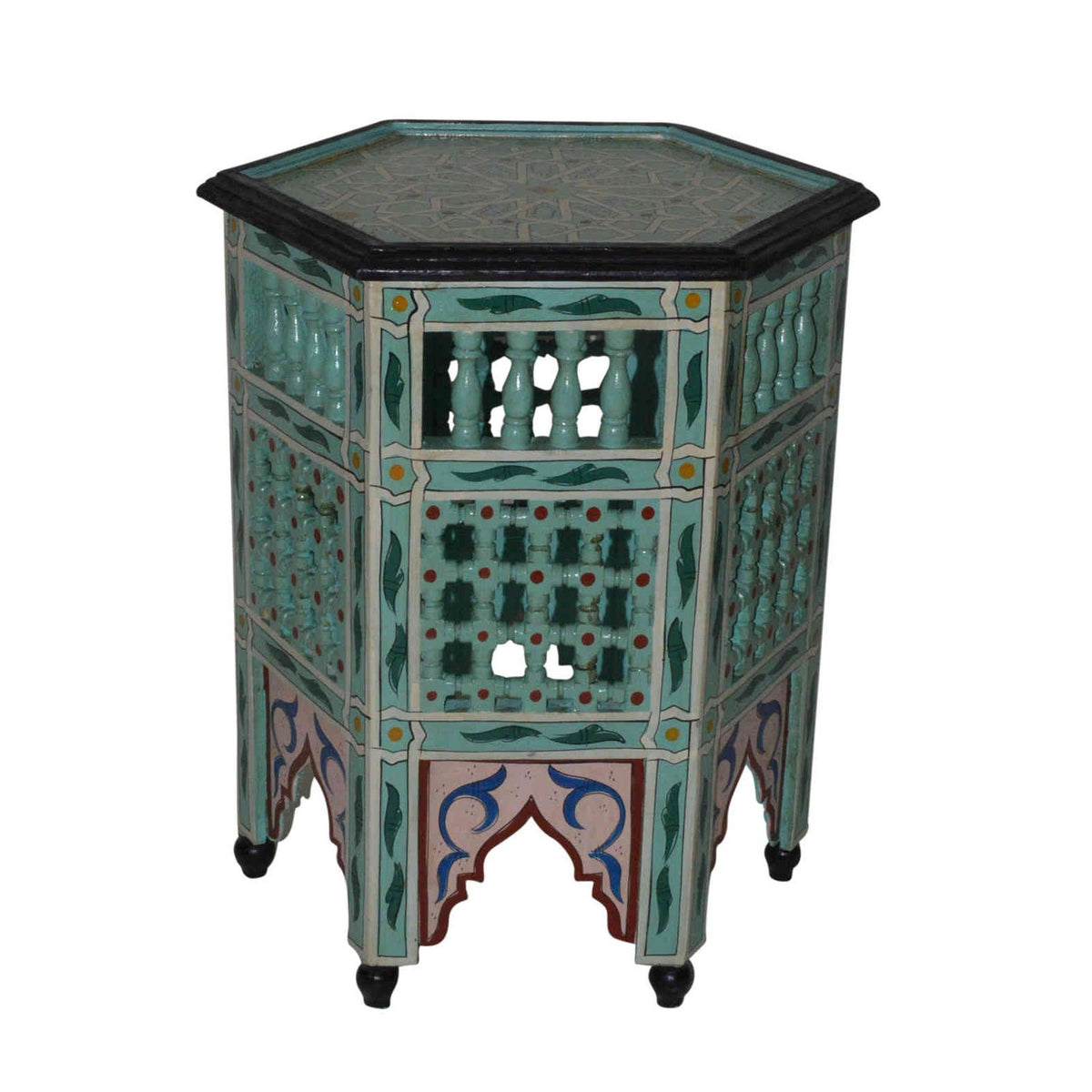Moucharabi Wood Table Handmade - Light Blue