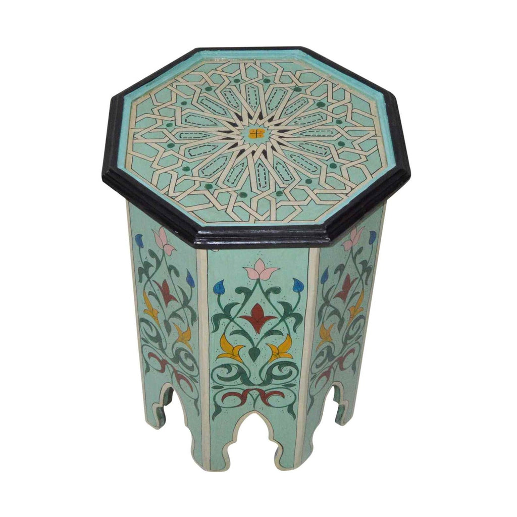 Handmade Wood Painted Table - Aqua