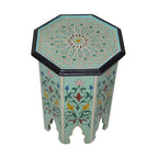 Handmade Wood Painted Table - Aqua