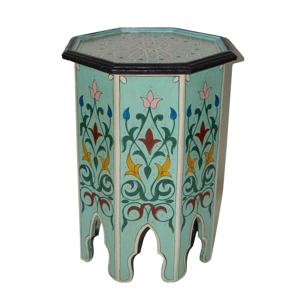 Handmade Wood Painted Table - Aqua