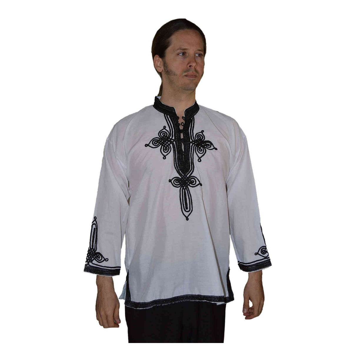 Moroccan Casawi Man Shirt - White & Black