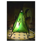 Table Henna Leather Lamp Handmade - Green