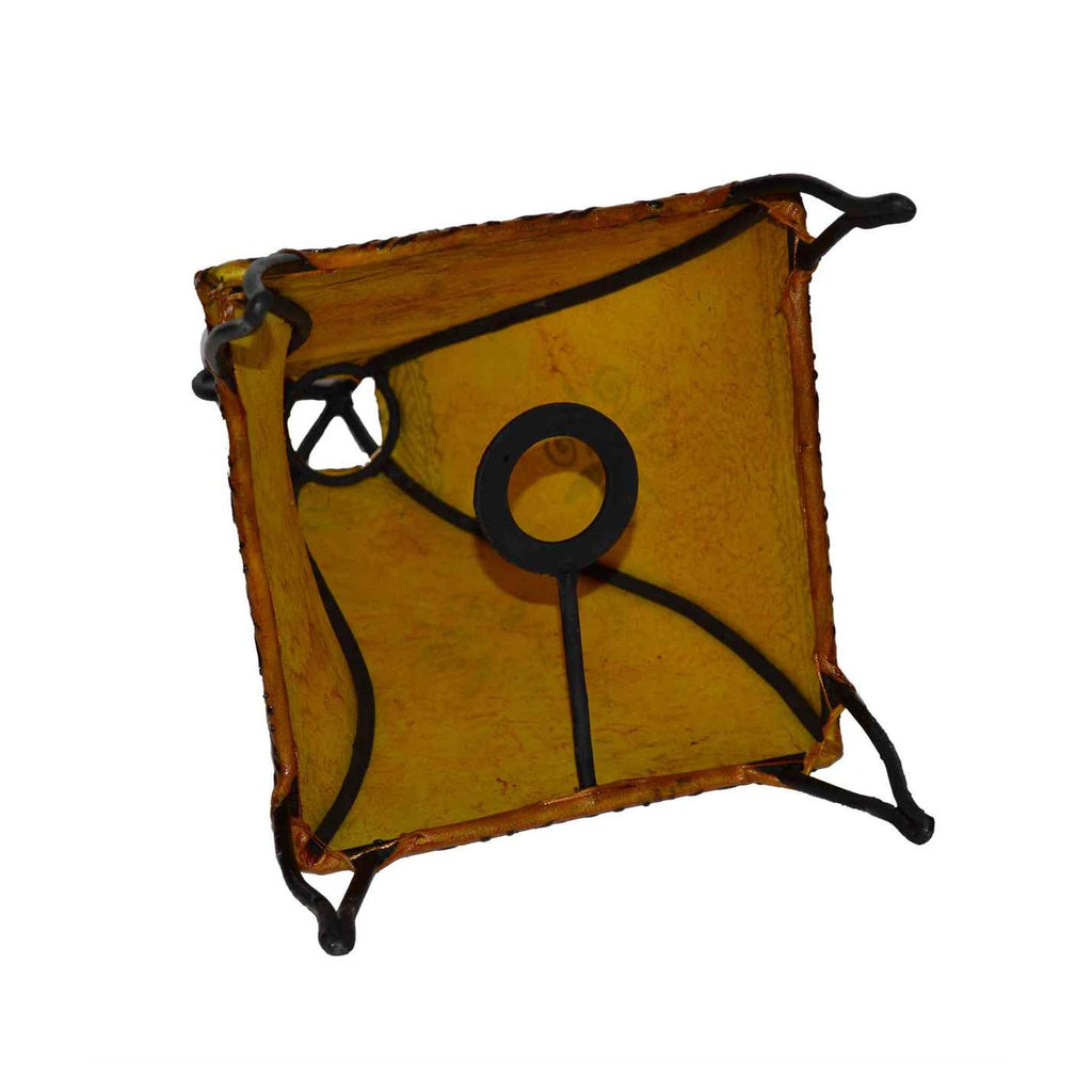 Table Henna Leather Lamp Handmade - Yellow