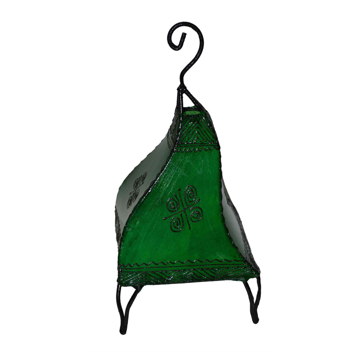 Table Henna Leather Lamp Handmade - Green