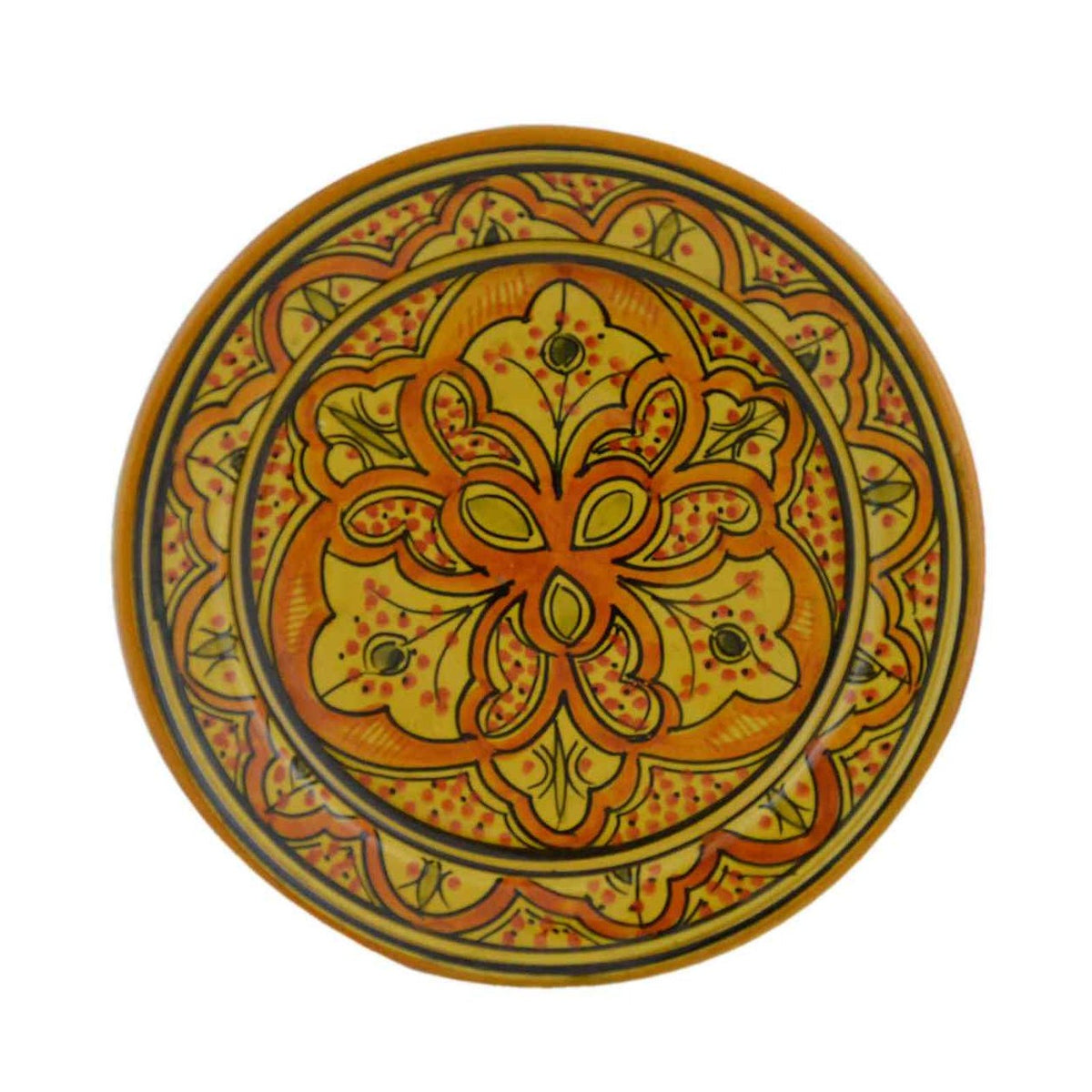 Lwimina Yellow Ceramic Serving Plate Handmade 8"-0