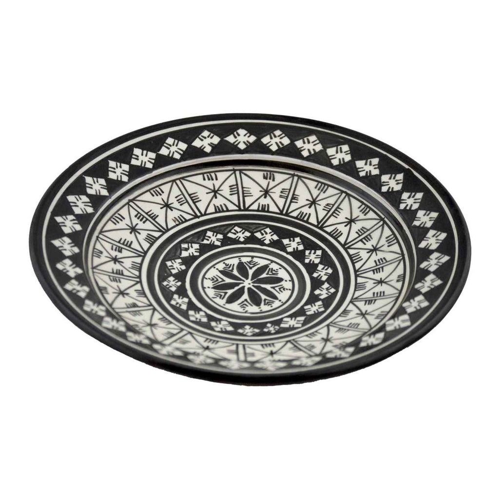 White&Black Crisscross Ceramic Plate Medium 10"-7880