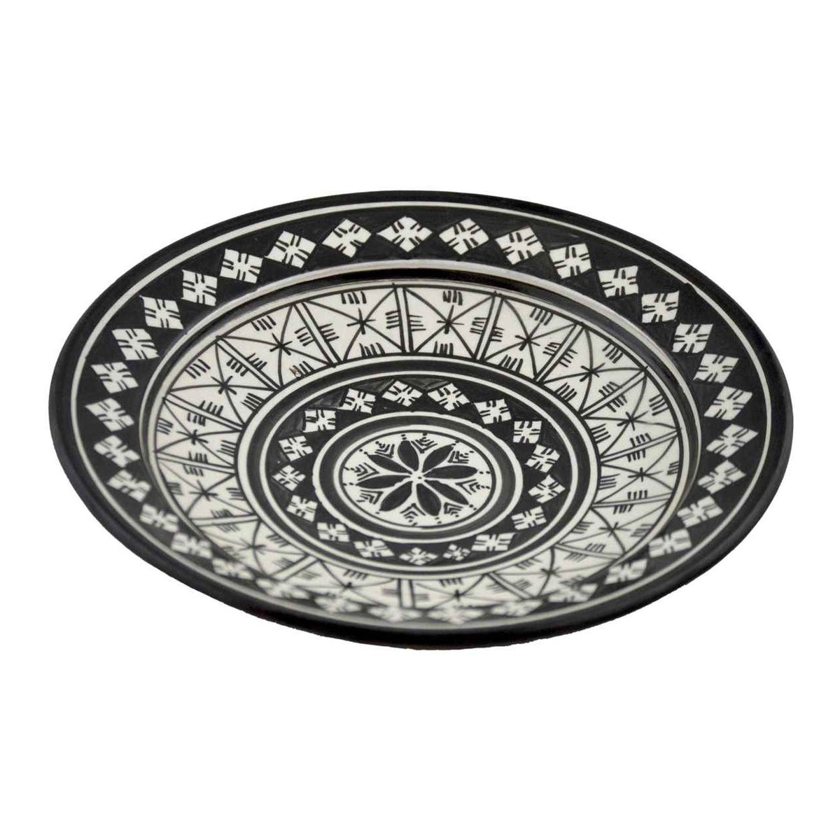 White&Black Crisscross Ceramic Plate Medium 10"-7880