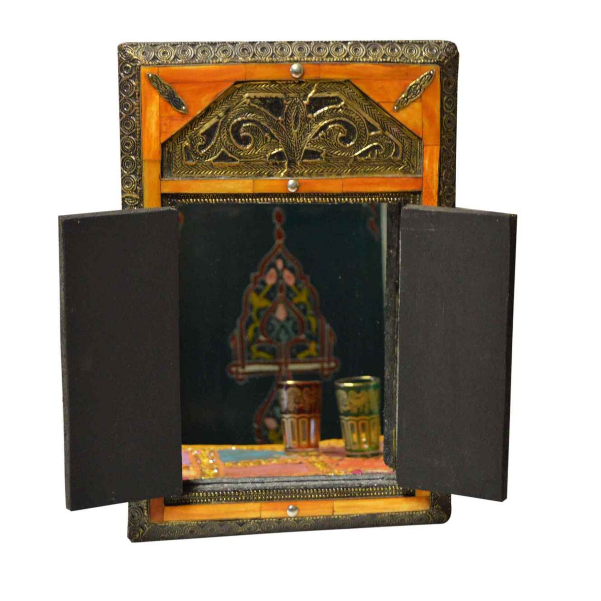 Moorish Bone Rectangle Mirror Moroccan Medium - Camel Orange