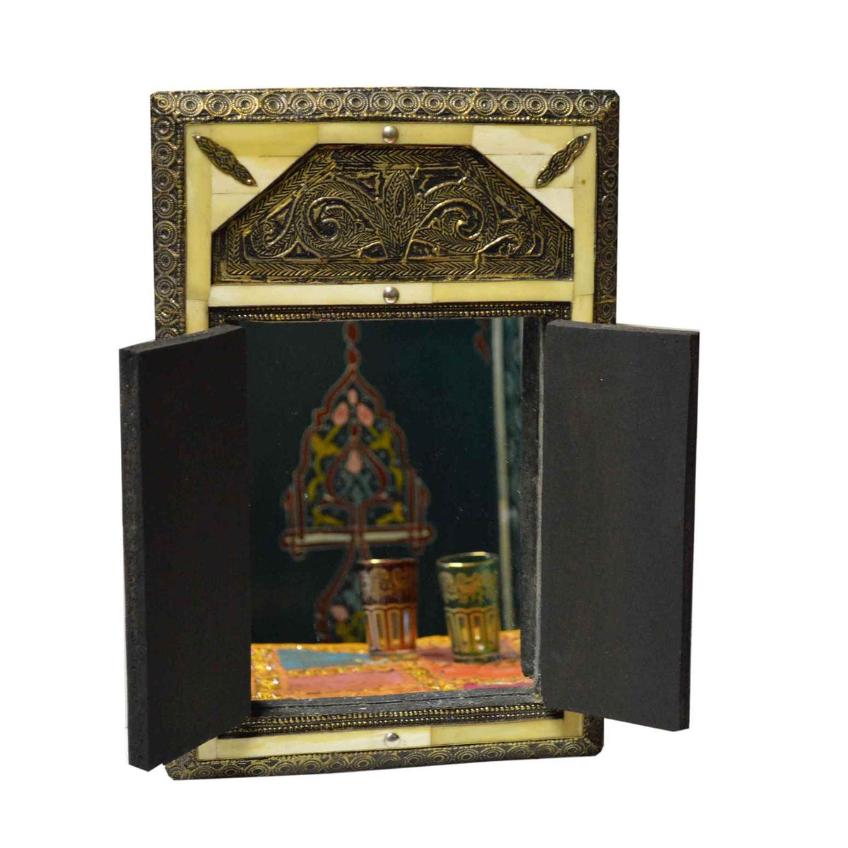 Moorish Bone Rectangle Mirror Moroccan Medium - Camel White