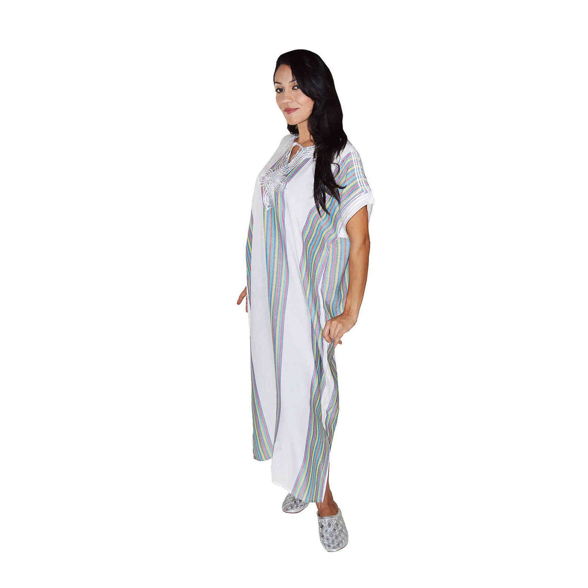 Linen Moroccan Woman Casual Kaftan - White