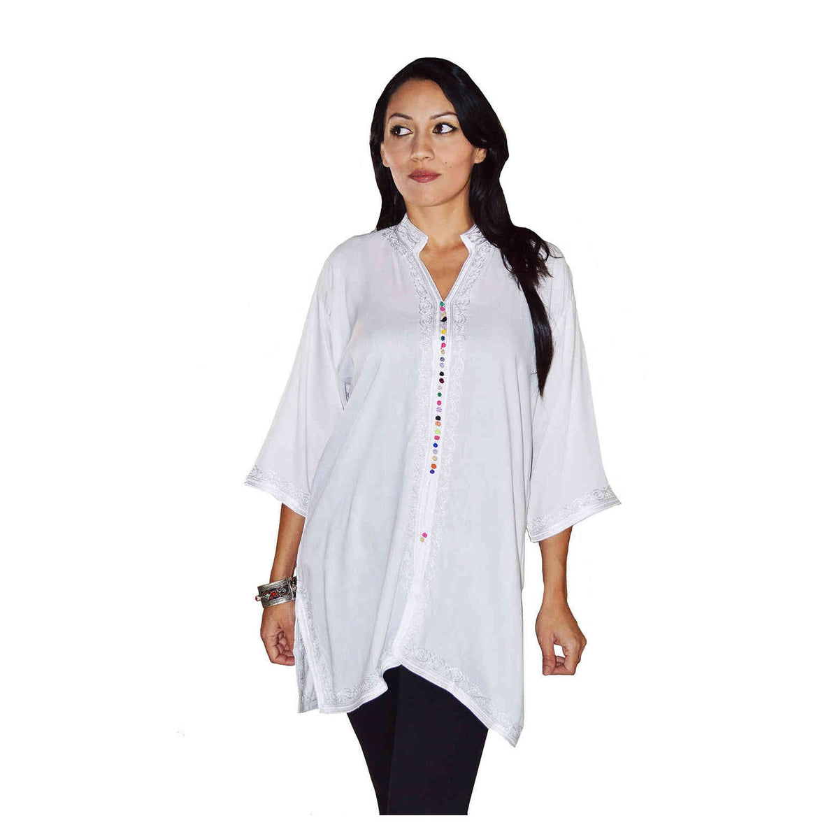 Nadia Moroccan Woman Tunic Kaftan - White