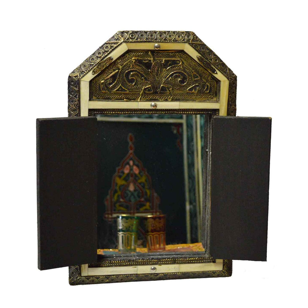 Moorish Camel Bone Mirror Moroccan Medium Orange -2661