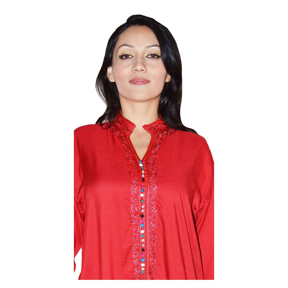 Nadia Moroccan Woman Tunic Kaftan - Red