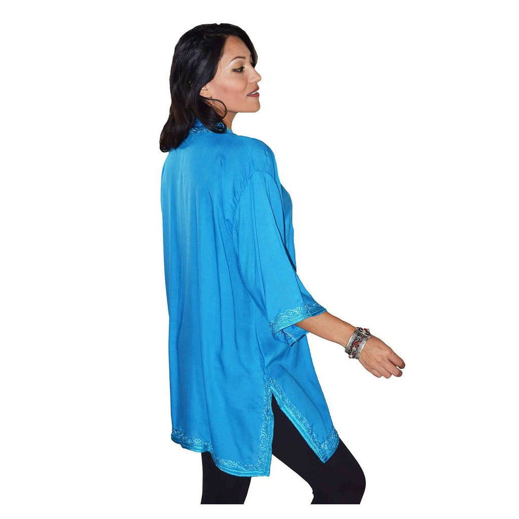 Nadia Moroccan Woman Tunic Kaftan - Turquoise