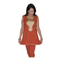 Chaima Moroccan Woman Tunic and Pants Set - Dark Orange