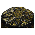 Leather Moroccan Handmade Pouf - Black