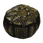 Leather Moroccan Handmade Pouf - Black