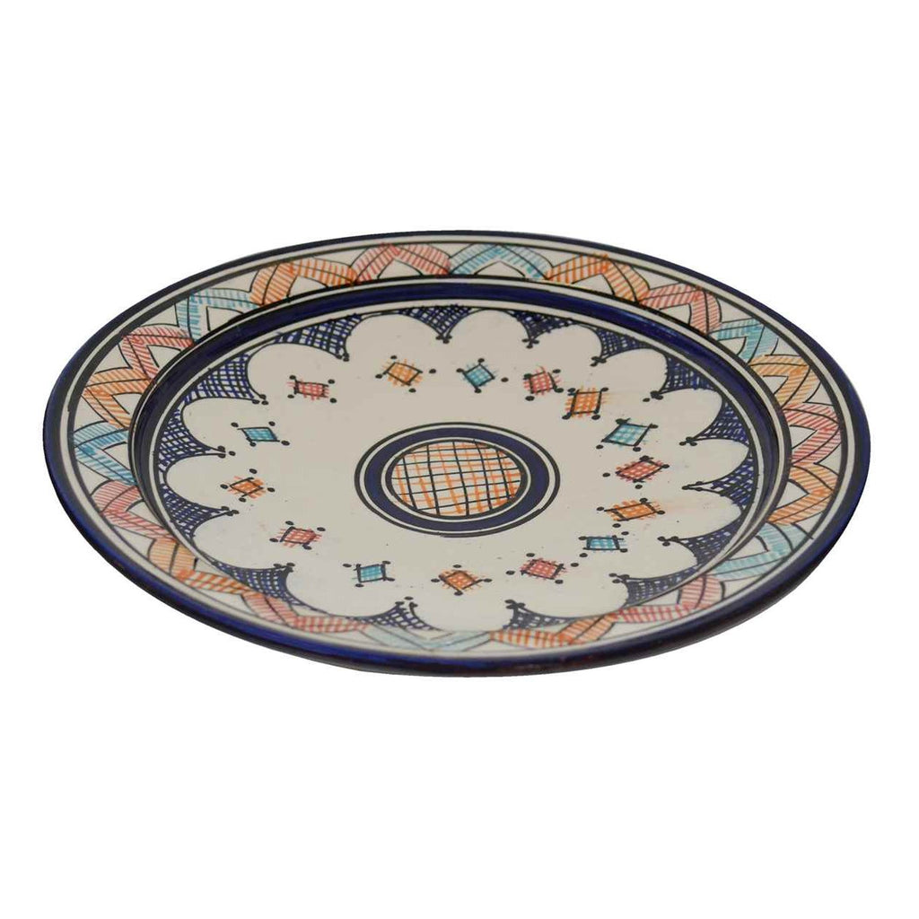 CrissCross Multicolored Ceramic Serving Plate Handmade Large 12"