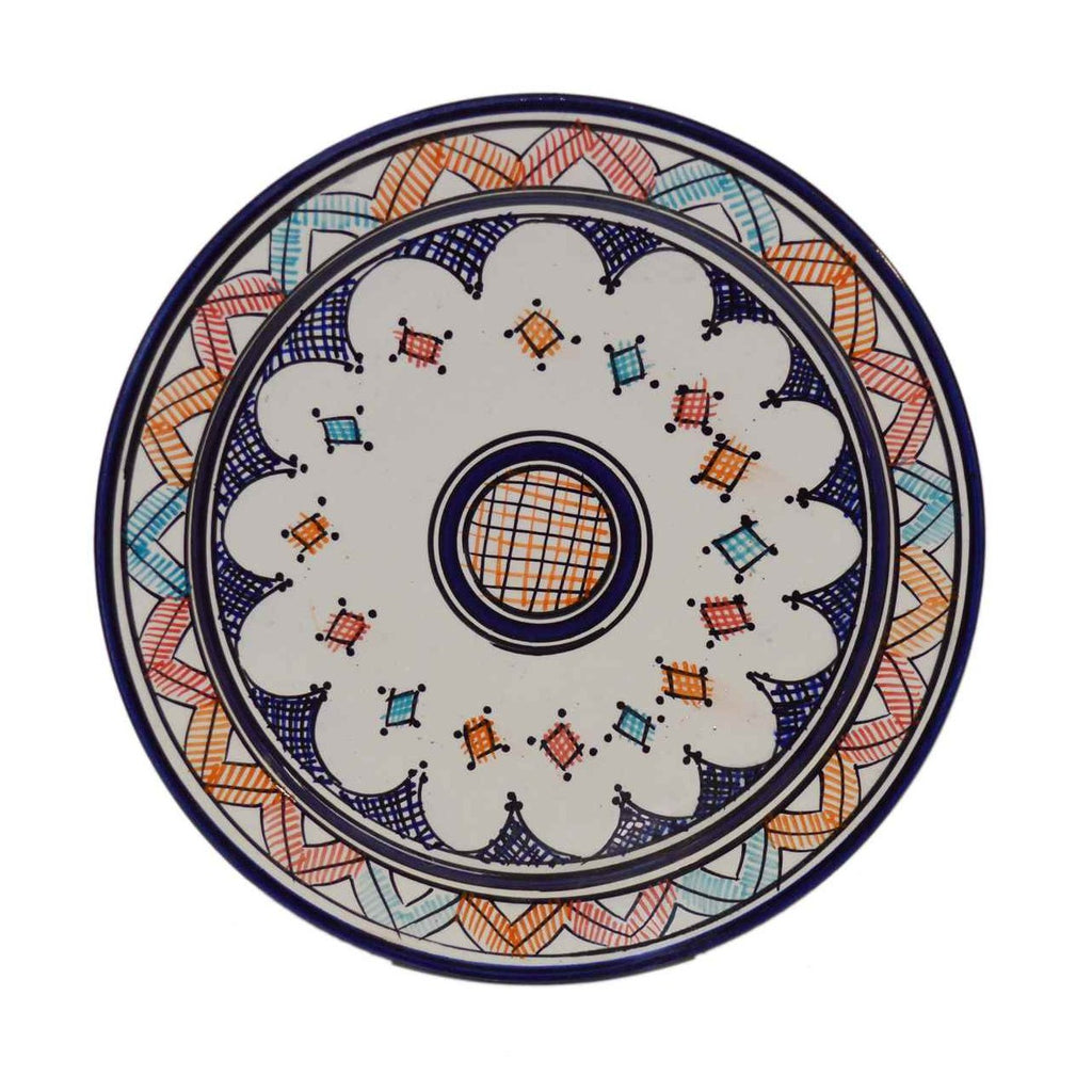 Safi Blue Ceramic Serving Plate Handmade Large 12"