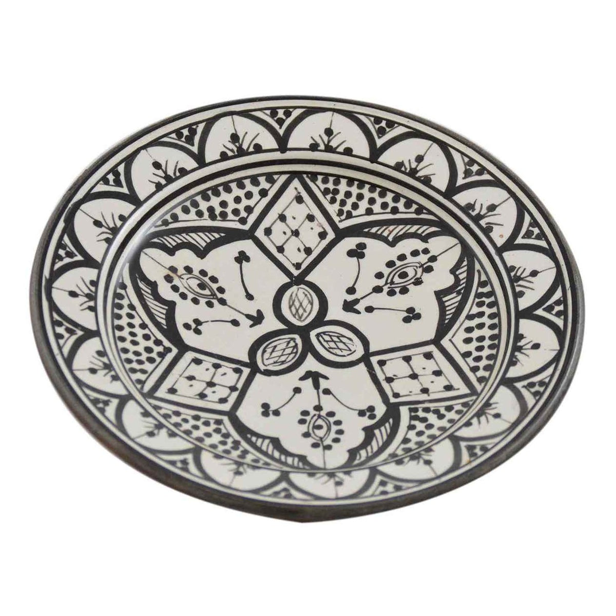 Ceramic Handmade Serving Plate Medium 10" - White&Black