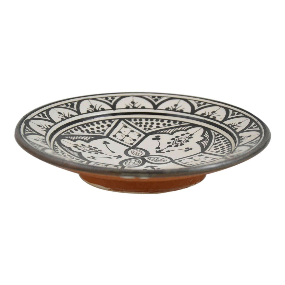 Ceramic Handmade Serving Plate Medium 10" - White&Black