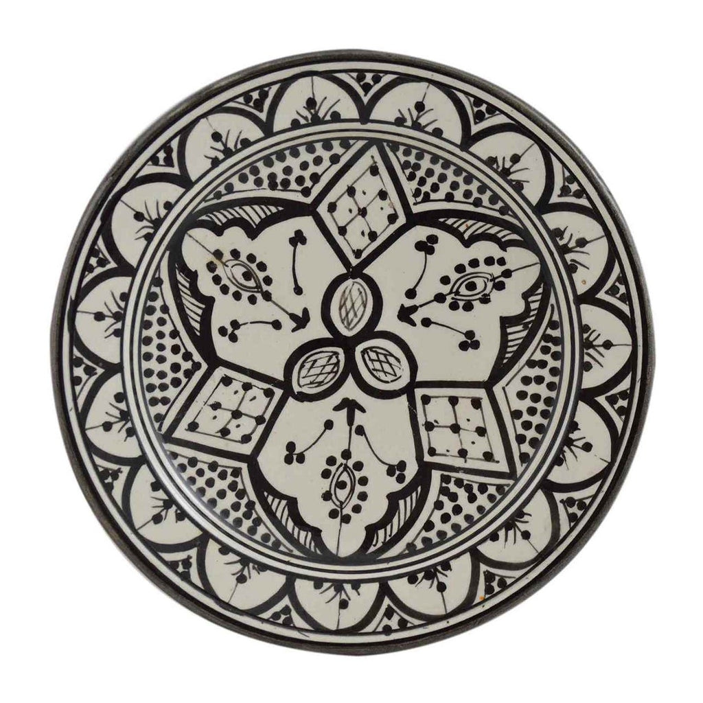 Ceramic Handmade Serving Plate Medium 10" - White&Black