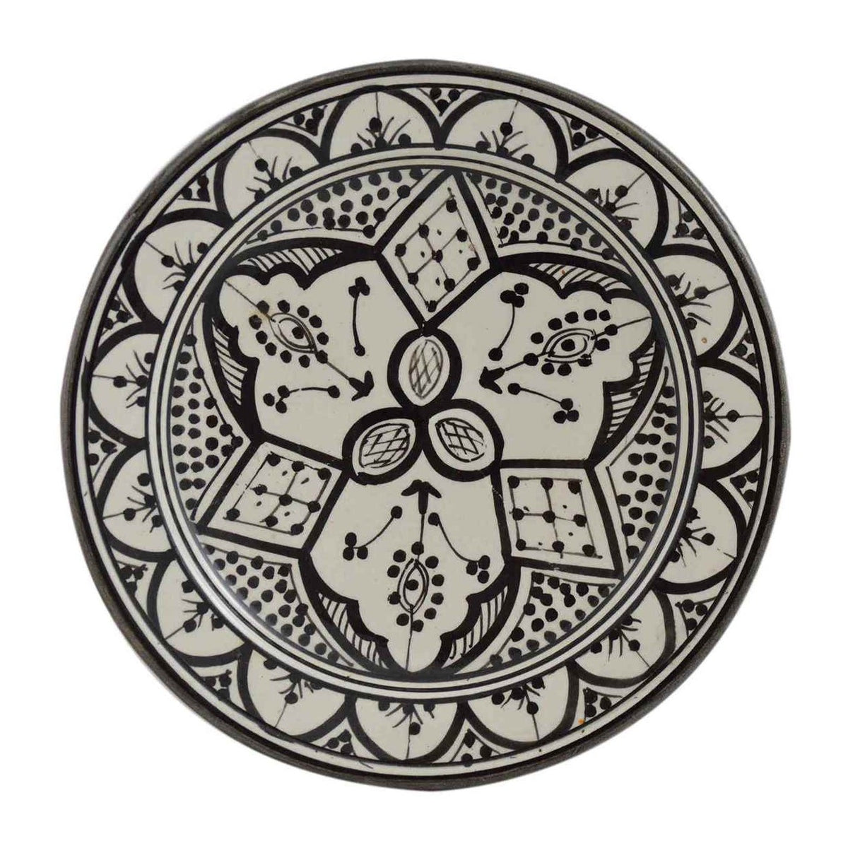 Ceramic Handmade Serving Plate Medium 10" - White&Black