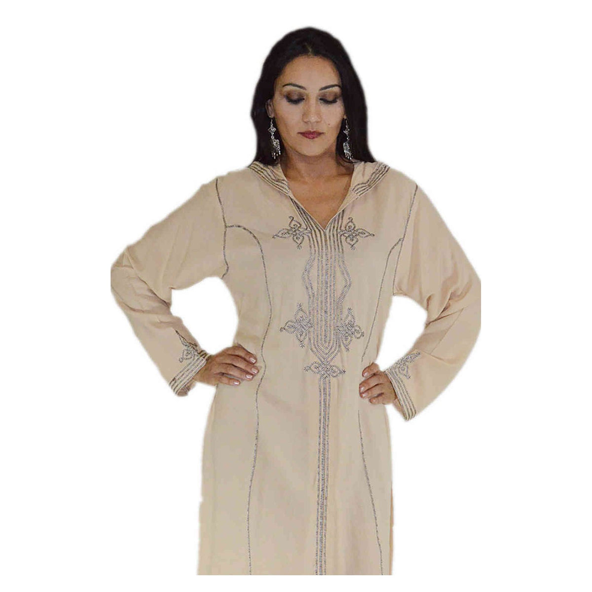 Najat Moroccan Woman Djellaba - Beige