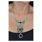 Monia Necklace Ring Earrings Set Black-7358