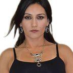 Monia Necklace Ring Earrings Set Black-7362