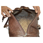 Moroccan Large Duffle Handmade Leather Bag Carryall - Dark Brown