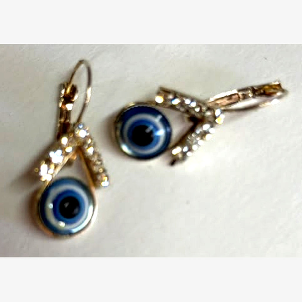 Evil Eye Rhinestone Earrings Gold